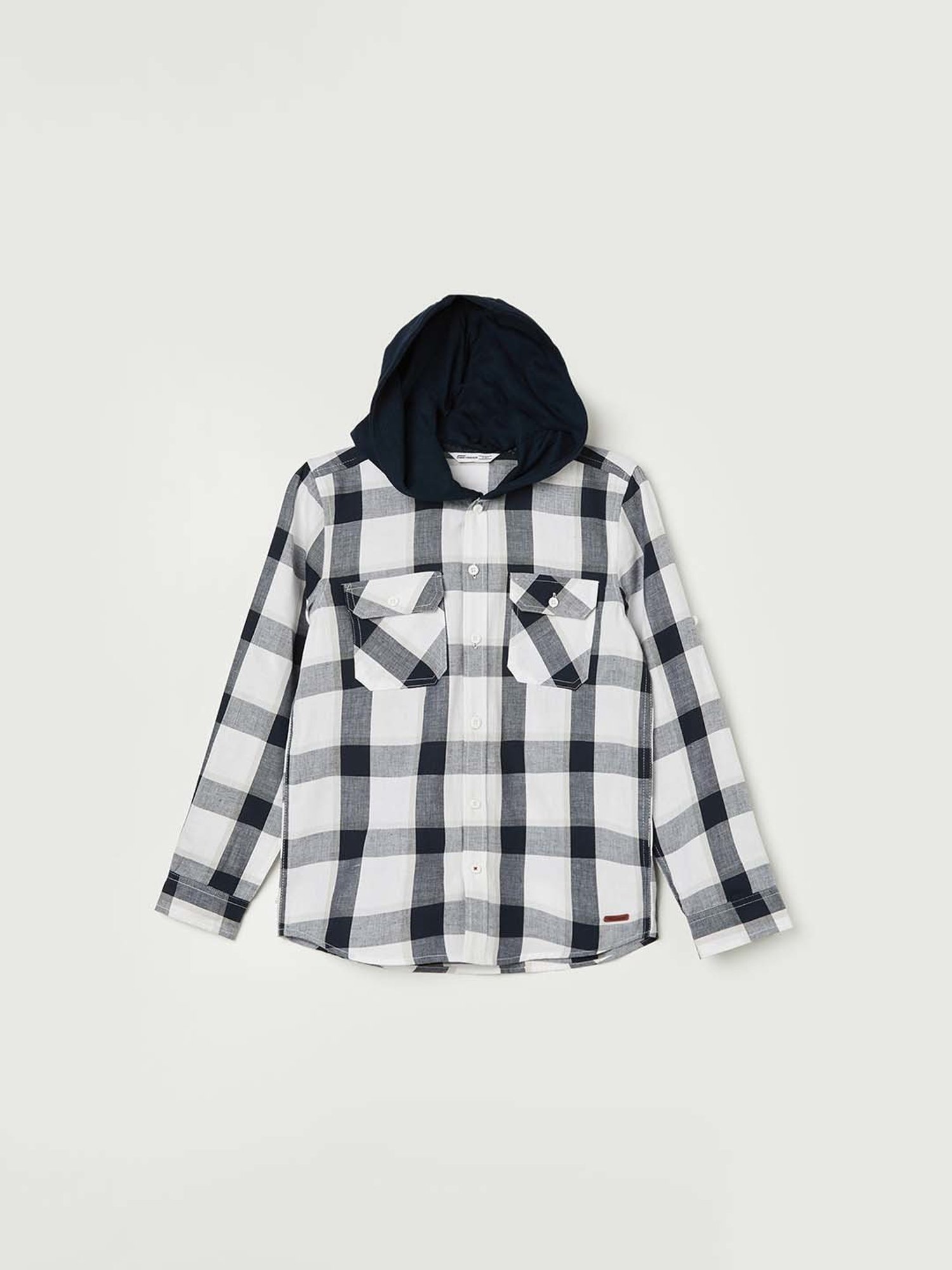 Fame Forever by Lifestyle Kids White & Black Cotton Chequered Full Sleeves Shirt