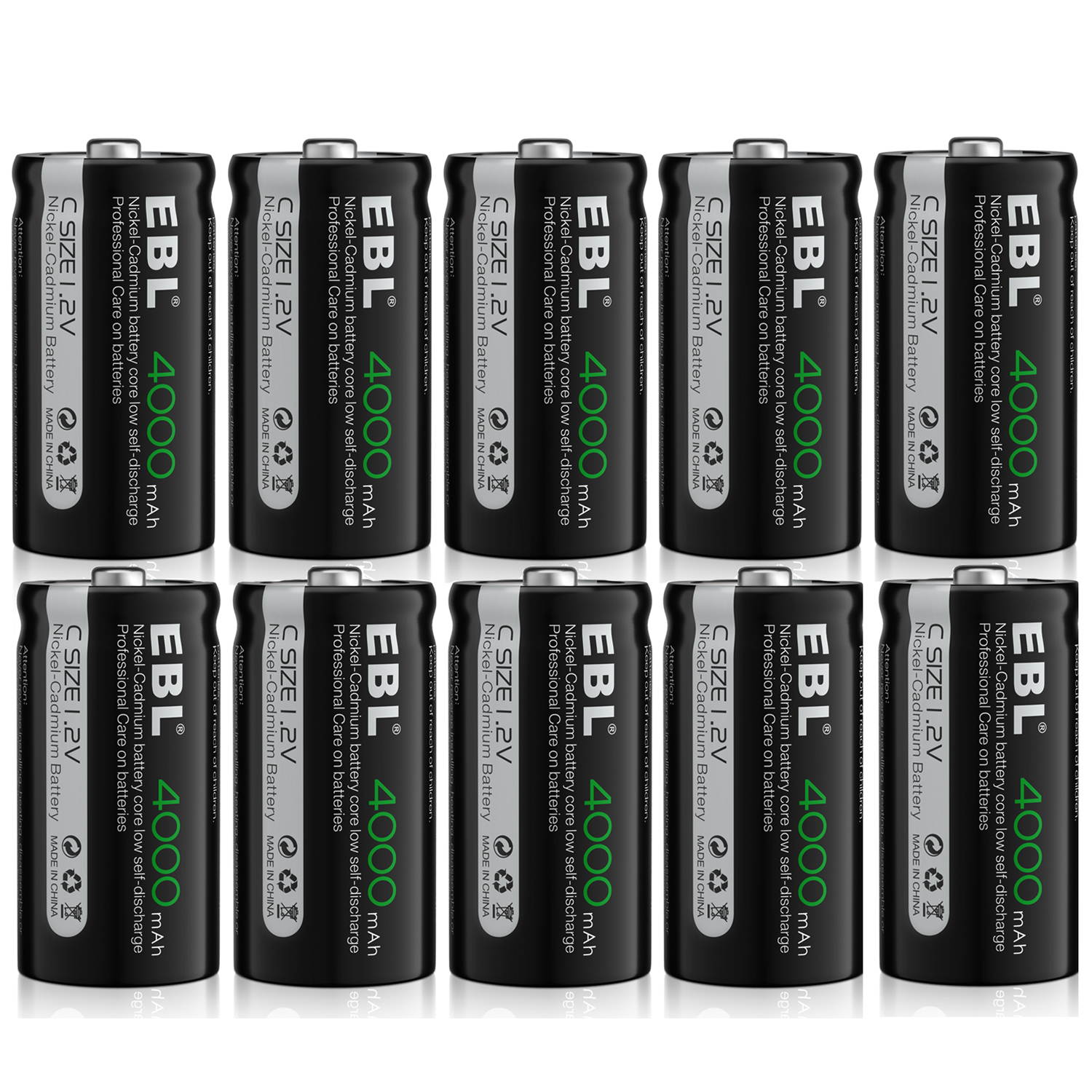 EBL 8PCS  Rechargeable C Battery High Performance Ni-Cd Battery 4000mAh