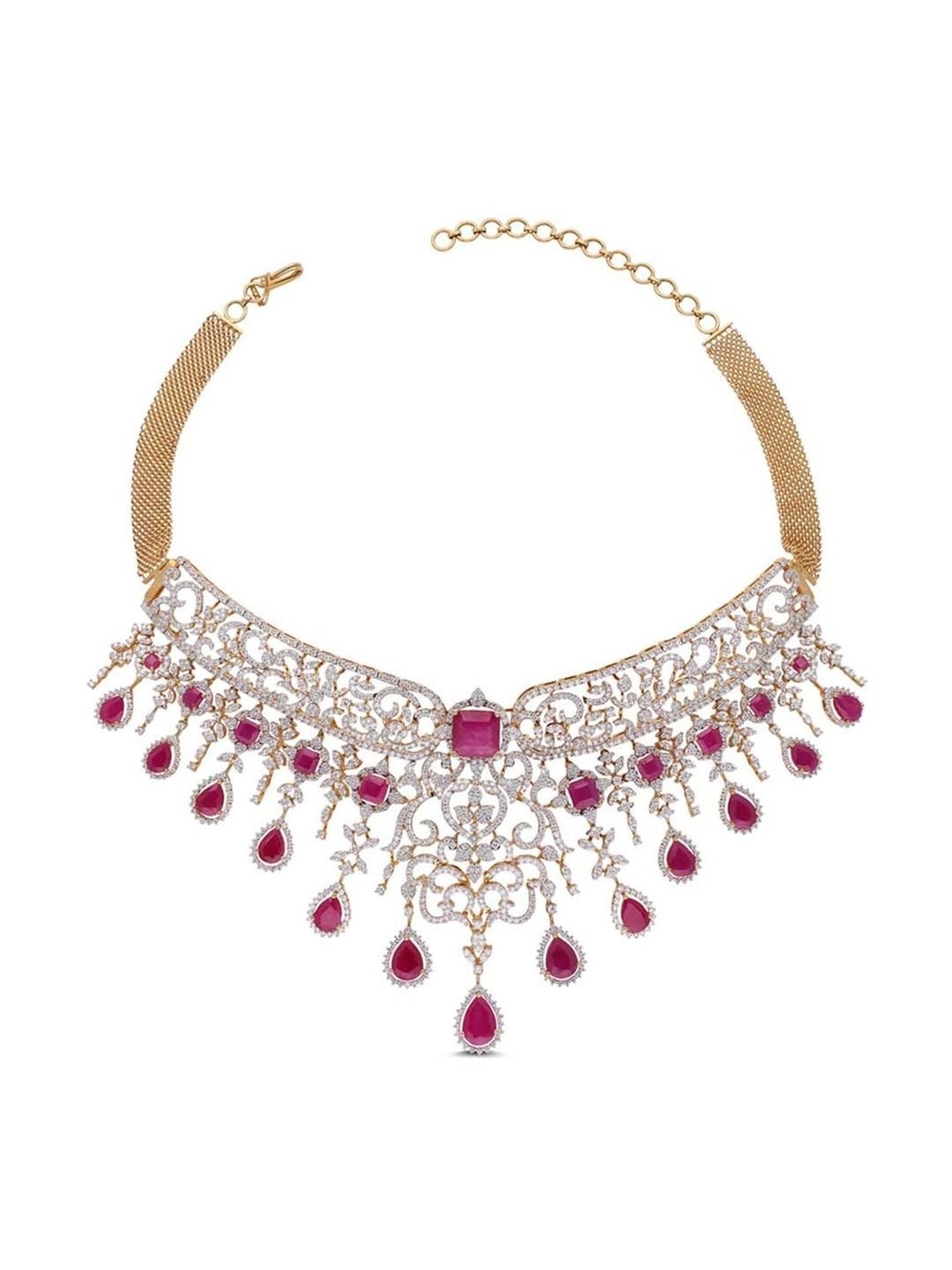 P.N.Gadgil Jewellers 18k Gold Infinity Florall Diamond Necklace For Women