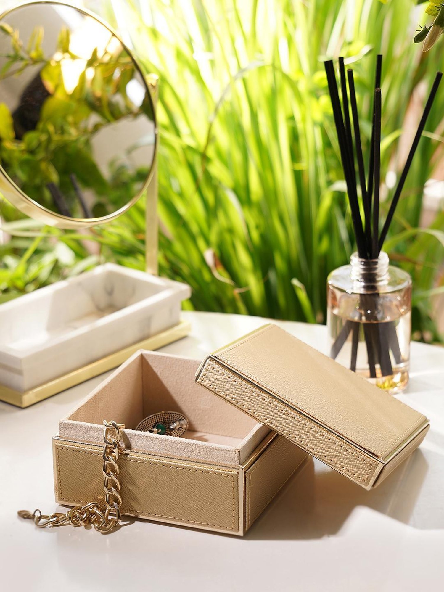 Pure Home and Living Gold MDF Solid Storage Boxes