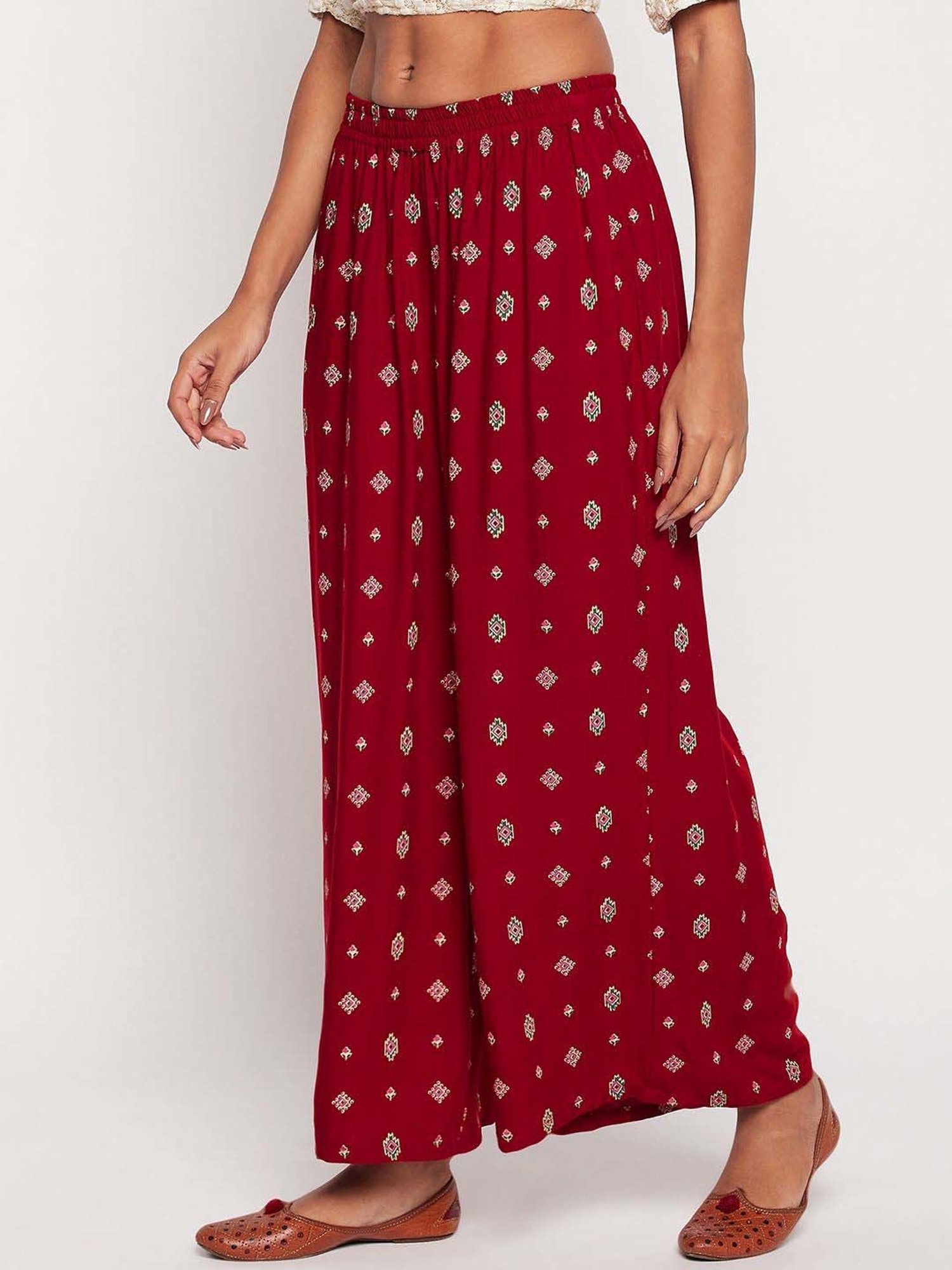 Castle Maroon Printed Palazzos