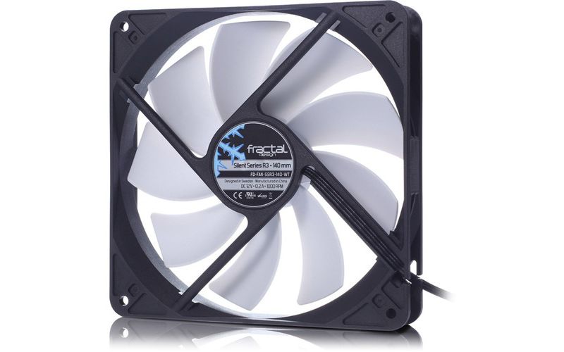 Fractal Design Silent R3 140mm Cooling Fan White - 1 x 140 mm - 1 x 56.1 CFM - 21.6 dB(A) Noise - Rifle Bearing - 3-pin