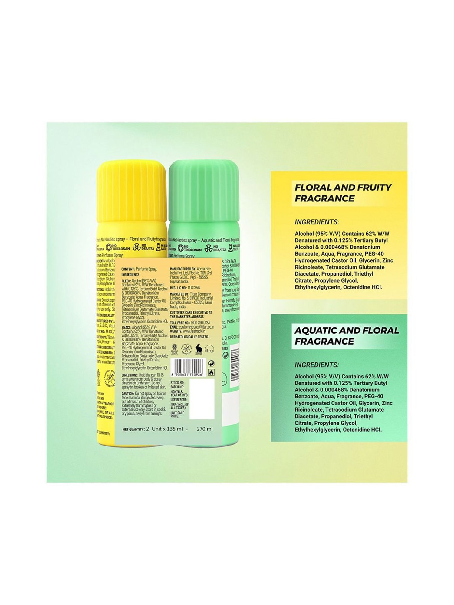 Fastrack No Nasties Fleek And Snacc Perfume Spray - Pack of 2