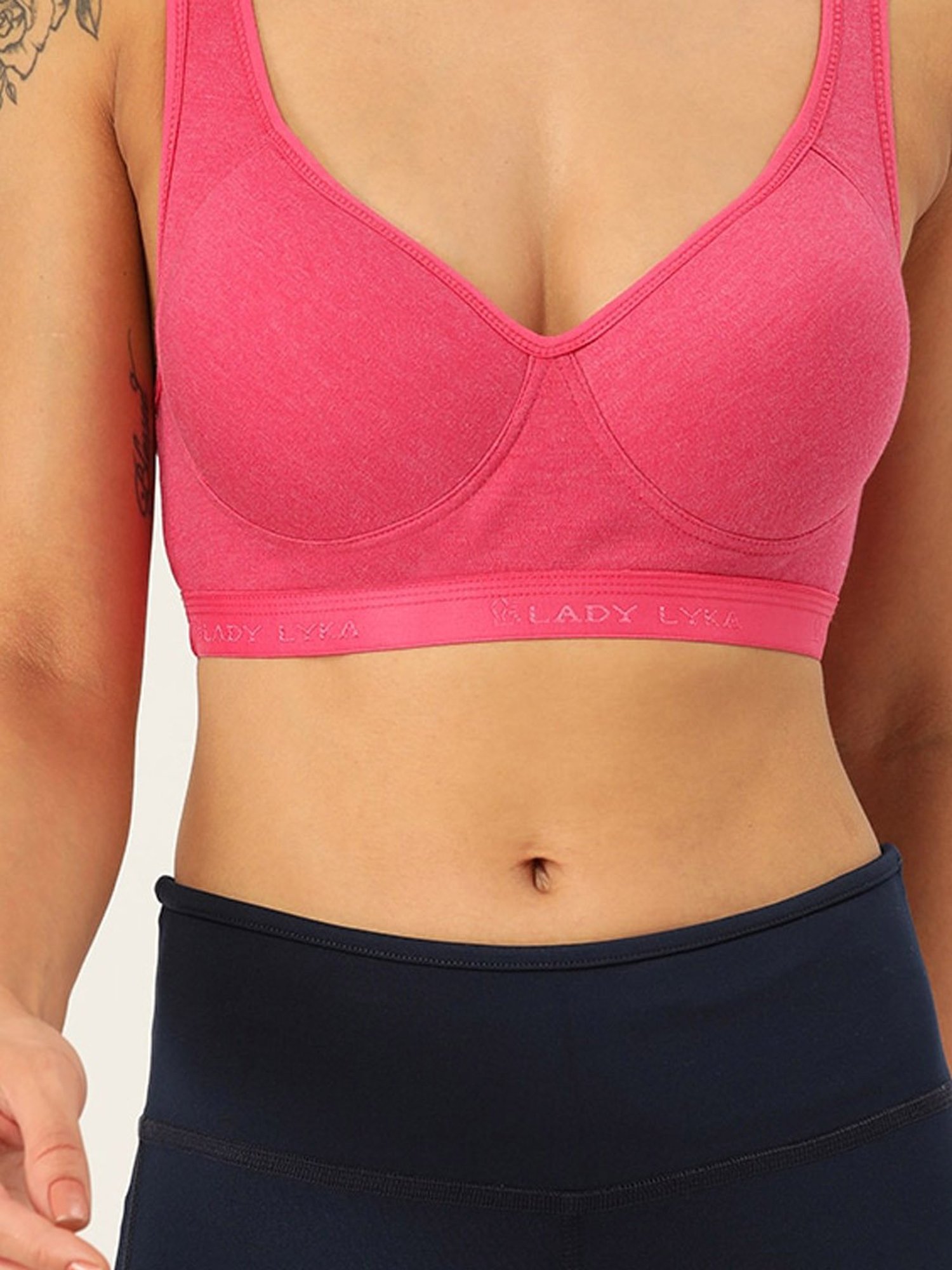 Lady Lyka Fuchsia Non Wired Padded Sports Bra