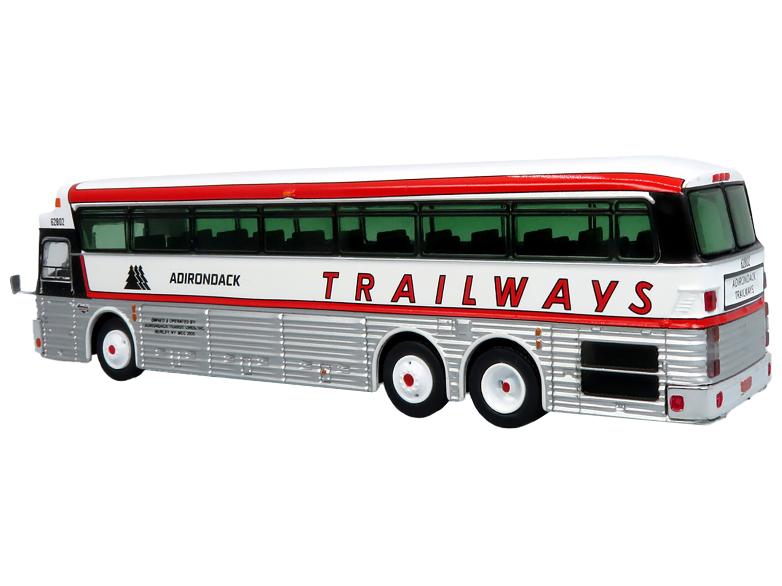 1969 Eagle Model 05 Coach Bus "Adirondack Trailways" White and Red Limited Edition to 504 pieces Worldwide 1/87 (HO) Diecast Model by Iconic Replicas