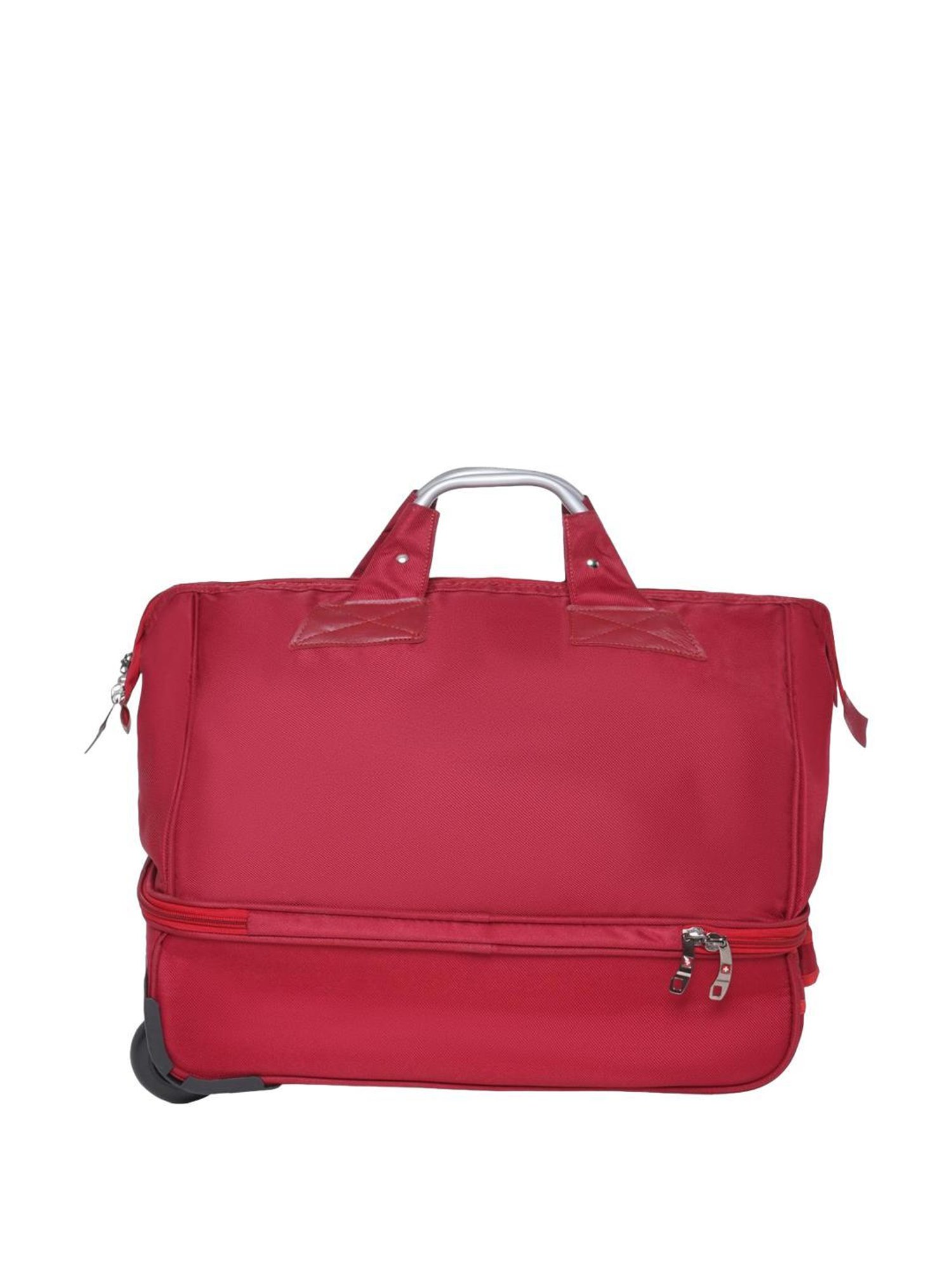 Swiss Military Maroon Polyester Solid Duffle Trolley Bag