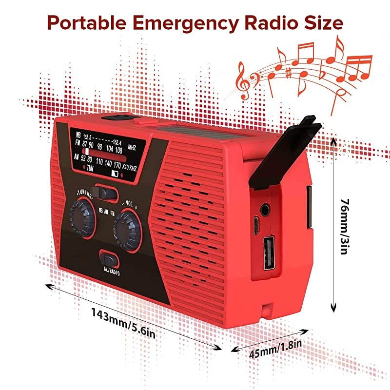 Emergency Solar Hand Crank Radio 2020 Upgrade NOAAAMFM Portable Weather Radio with LED Flashlight Reading Lamp 2000mAh Power Bank and SOS Alarm for Emergency Situations