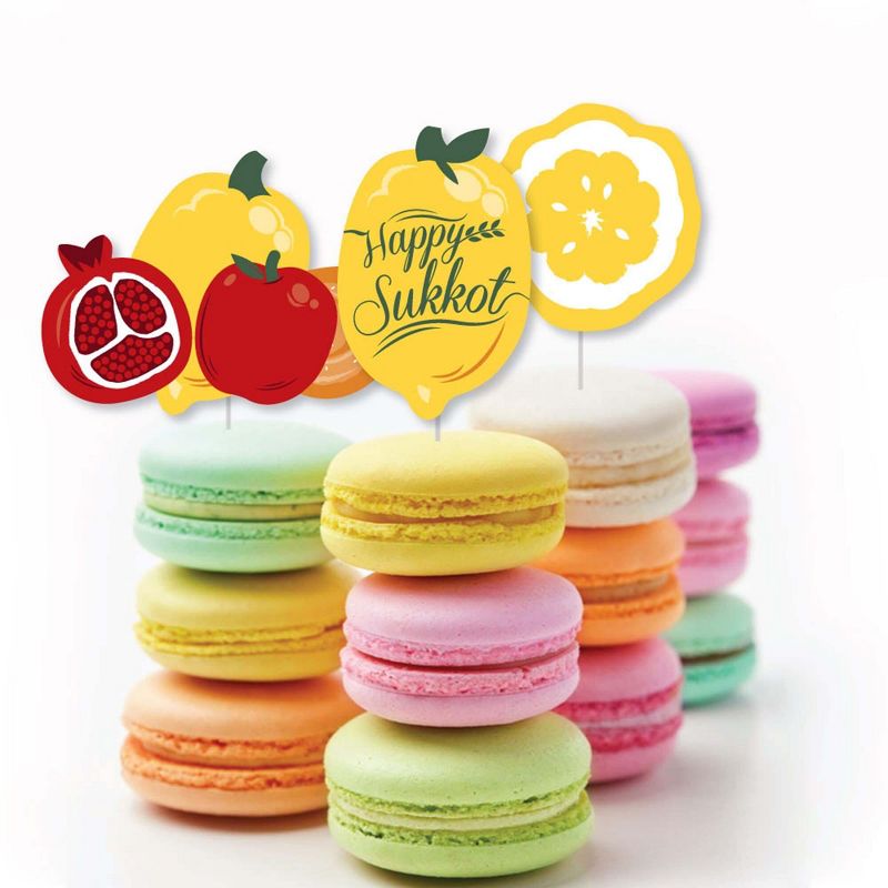 Big Dot of Happiness Sukkot - Dessert Cupcake Toppers - Sukkah Clear Treat Picks - Set of 24