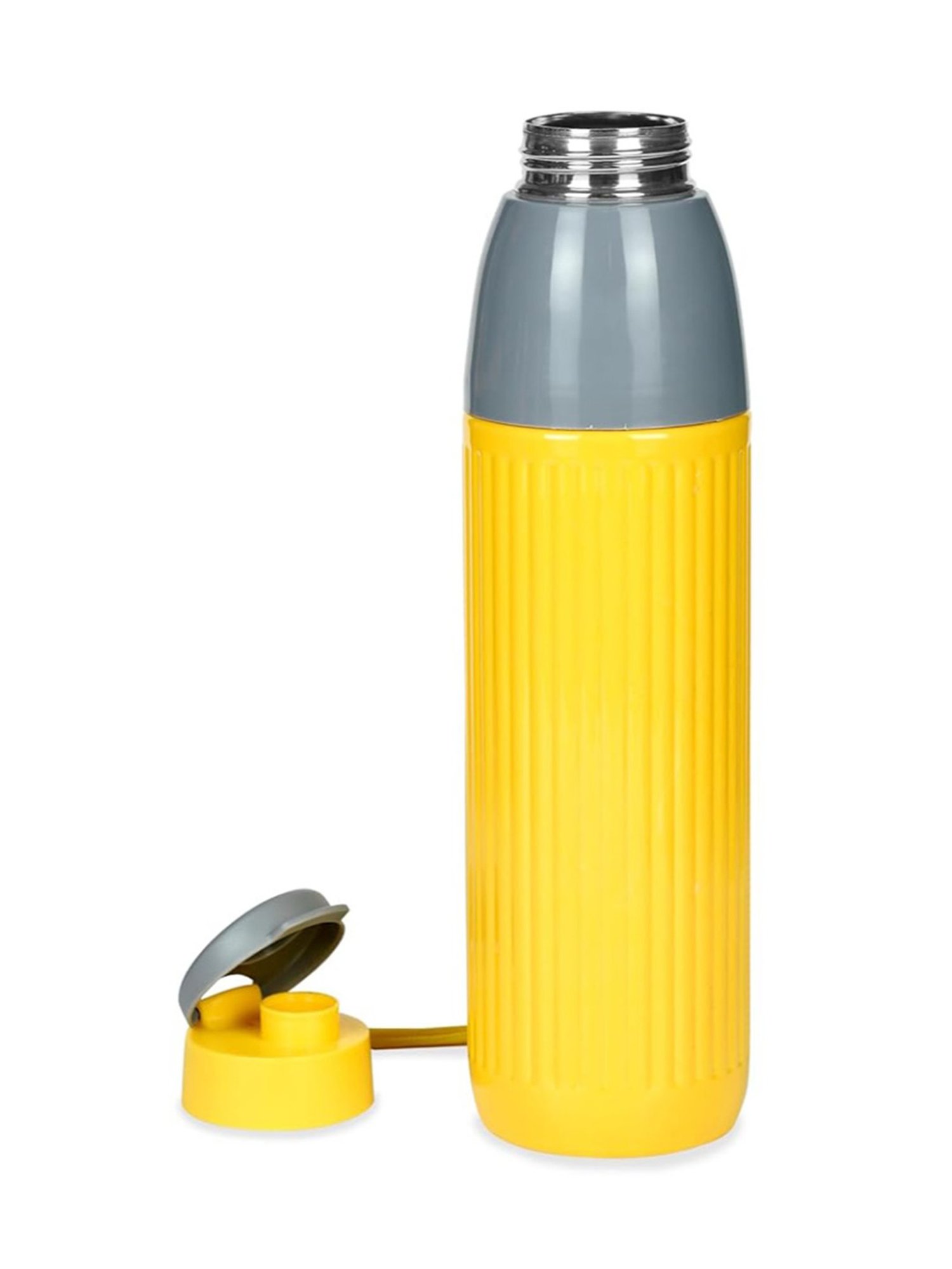 Varmora Veto Yellow Stainless Steel Insulated Inner Steel Outer Plastic Water Bottle - 700 ml
