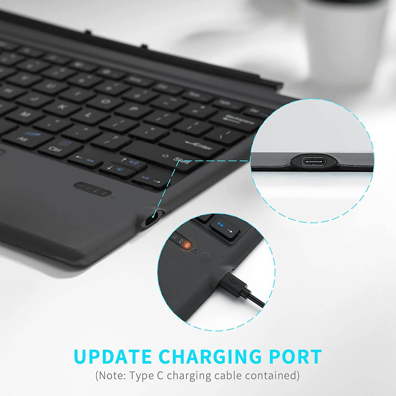 Rapoo XK200 Bluetooth Microsoft Surface Pro 7/Pro 6/Surface Pro 5 (Pro 2017)/Pro 4 12.3 inch Tablet/Surface Pro 3 2014 Keyboard Case with Trackpad - Detachable Wireless Keyboard Type Cover