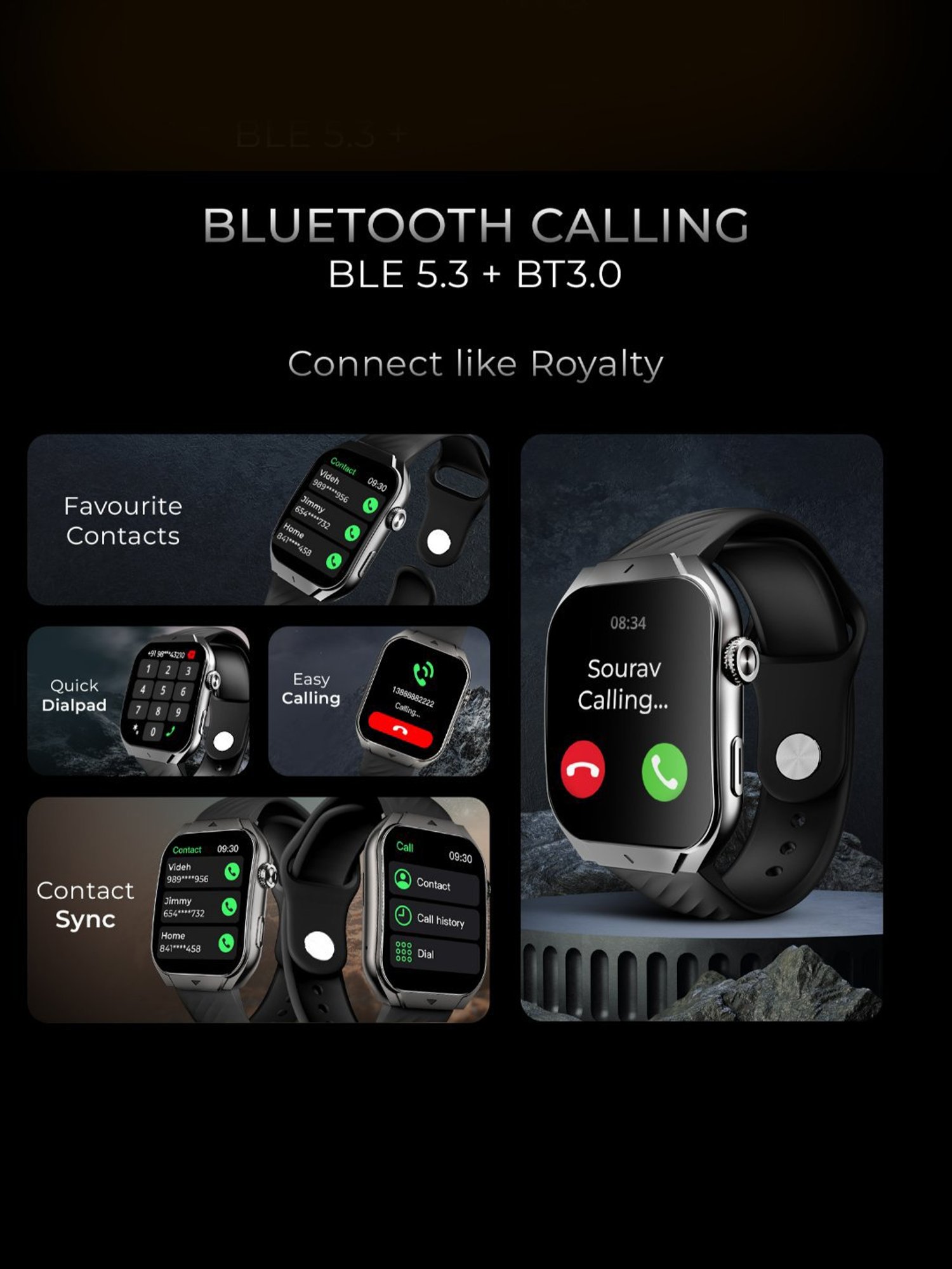 beatXP Unbound Curv 1.96 inch 3D Curved AMOLED Bluetooth Calling Smart Watch (Ice Silver)