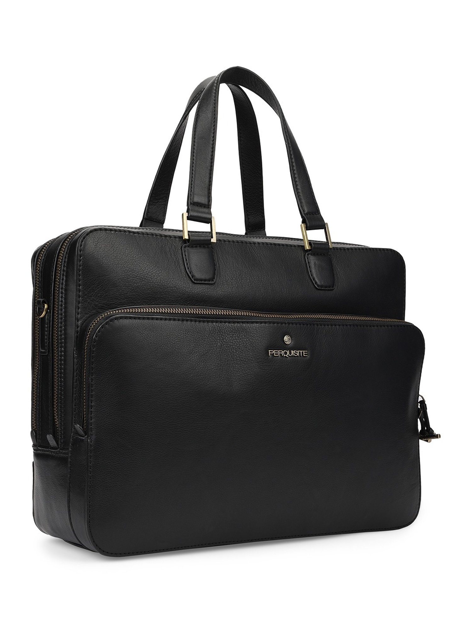 PERQUISITE WARREN Black Leather Medium Messenger Bag