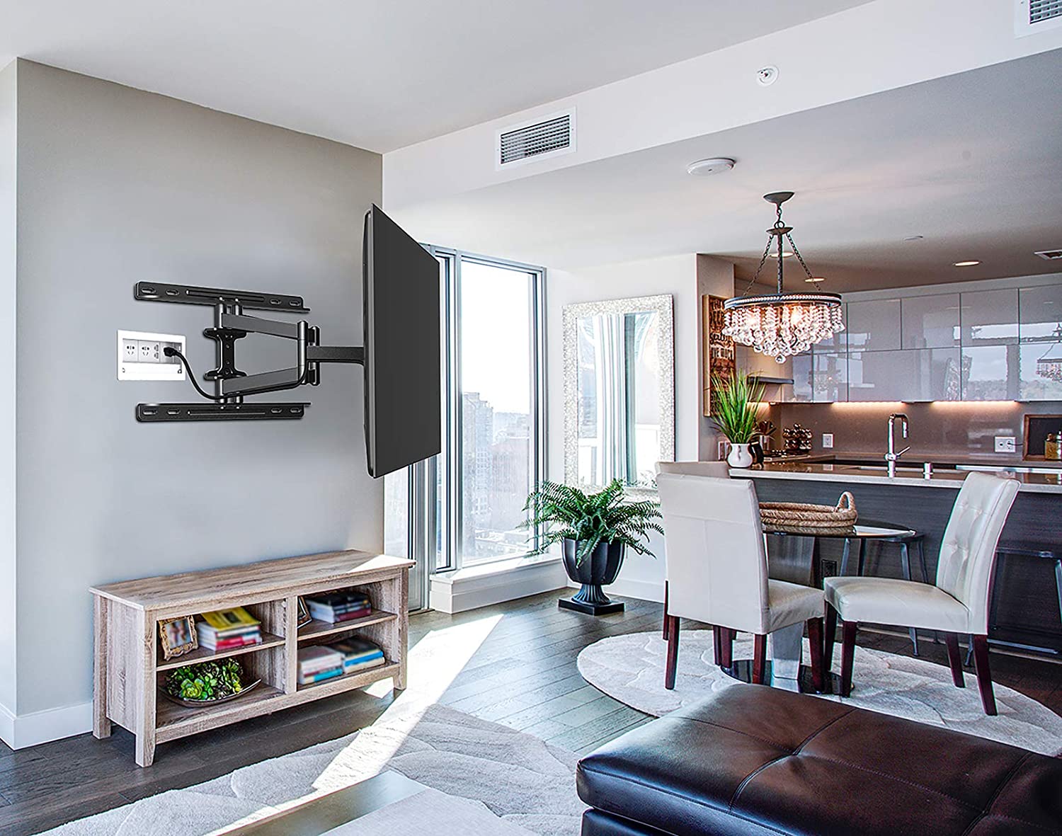 TV Wall Mount Full Motion for Most 32-55 Inch Flat/Curved TVs with Swivels, Tilts & Extends, Dual Articulating Arms Wall Mount TV Bracket Supports TV up to 99 lbs, Max VESA 400x400