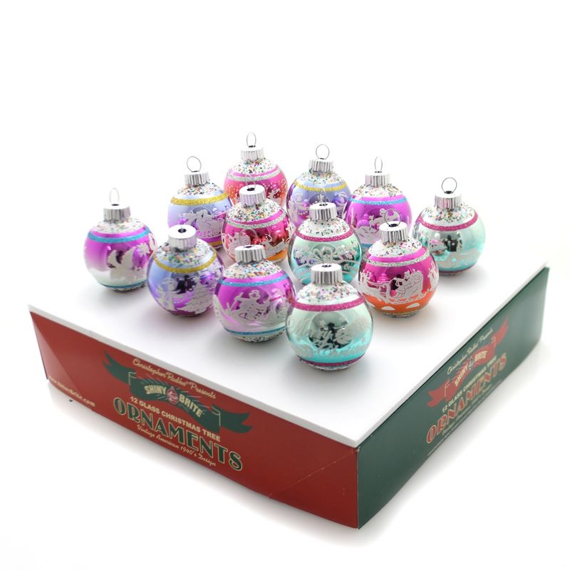 Shiny Brite 1.75" Vintage Celebration Ombre ## Shiny Brite New 2016 Set/12  -  Tree Ornaments