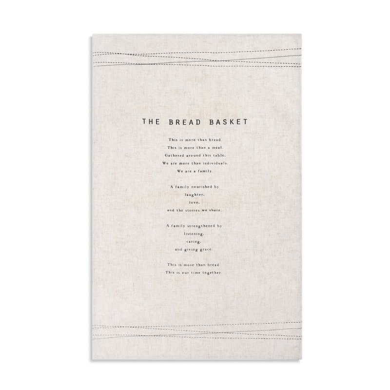 DEMDACO Large Ceramic  Bread Basket with Towel 16 x 11 - White