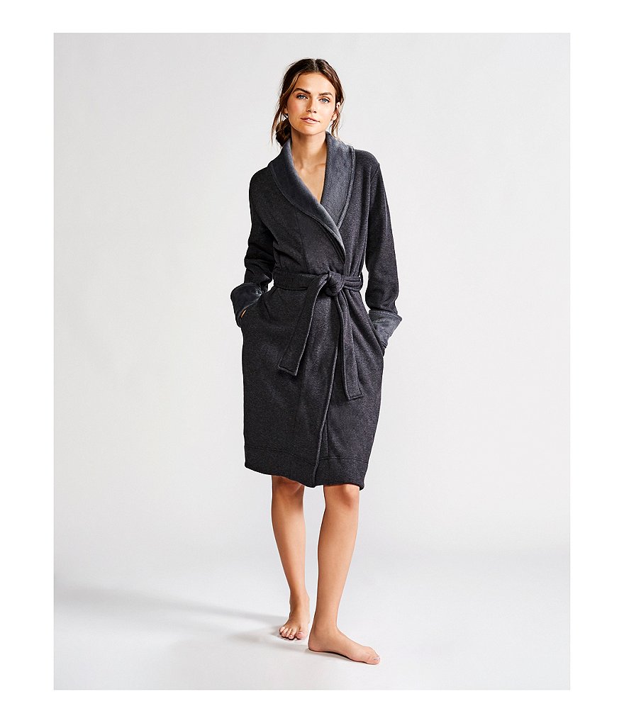 PJ Salvage Solid Ribbed Knit Long Wrap Robe