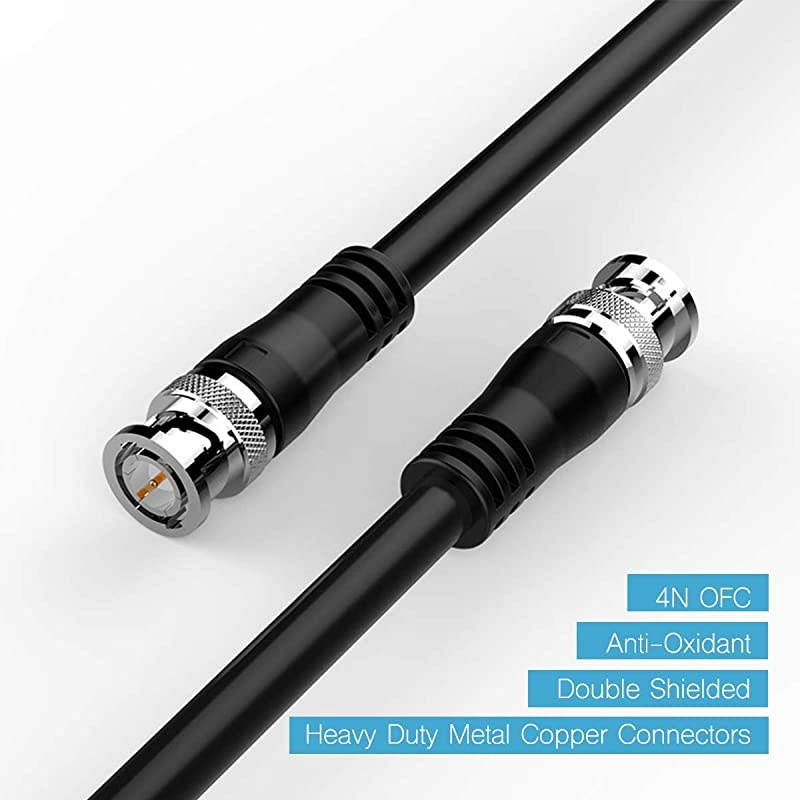 SDI Cable 6ft,  HD-SDI Cable 3G 75 Ohm Coax Cable 75-5 BNC to BNC Cable Copper Connectors Anti Oxidant 1080P for Video Security Camera CCTV Systems