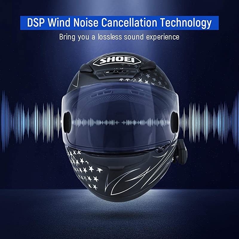 1pc LX-B4FM Motorcycle Intercom, Universal Helmet Communication System up to 4 Riders, Waterproof Motorcycle Bluetooth Headset with 1600m Range for Snowmobile Off-Road