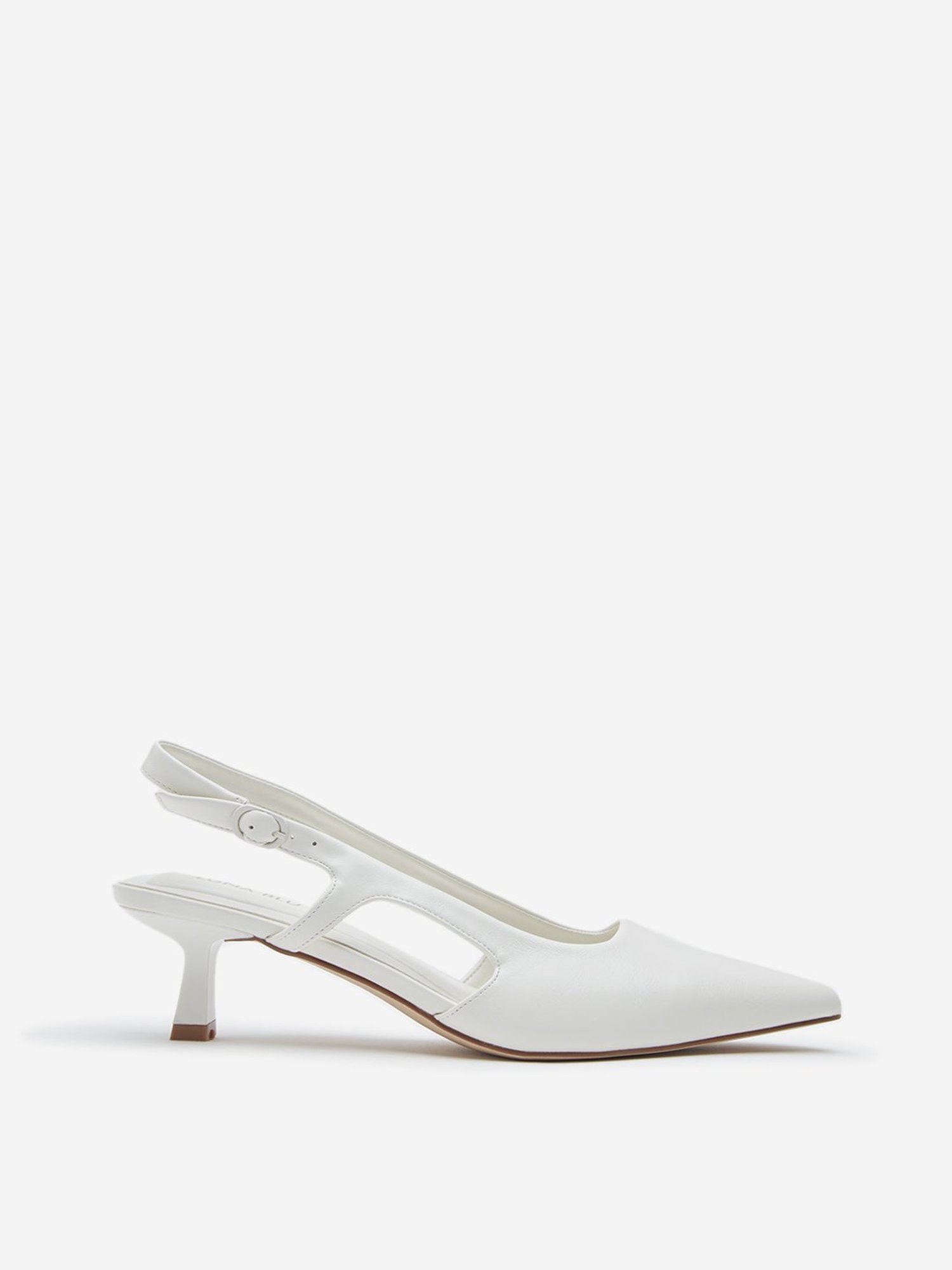 LUNA BLU by Westside Ivory Cut-Out Detailed Slingback Shoes