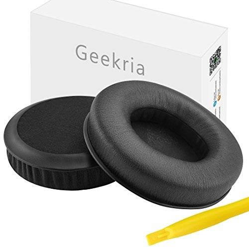 Geekria QuickFit Protein Leather Replacement Ear Pads for Razer Kraken Mobile Headphones Earpads, Headset Ear Cushion Repair Parts (Black)