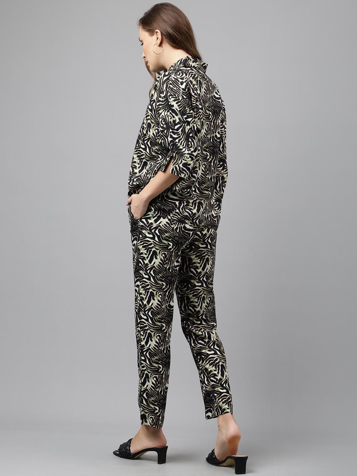 Melon by PlusS Blue Printed Shirt Pant Set