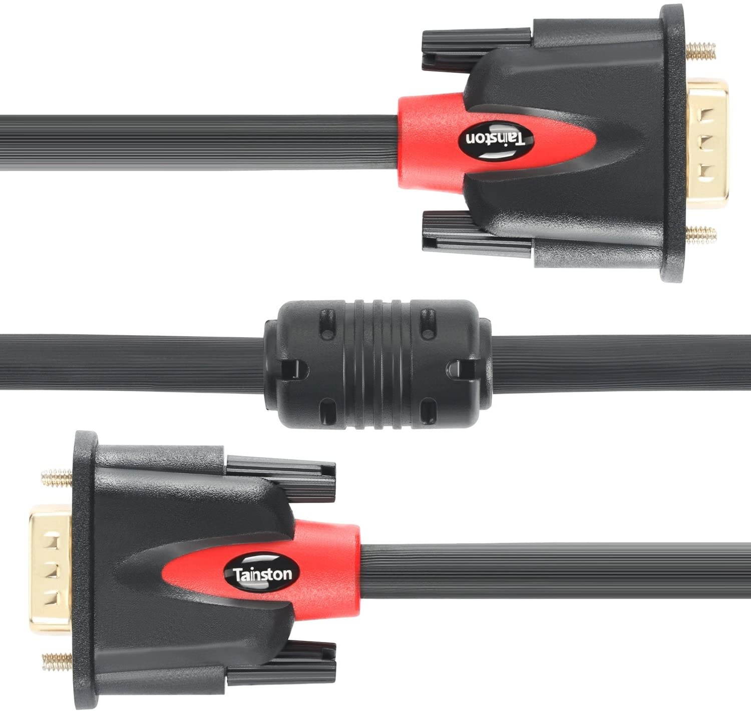 Tainston VGA to VGA Cable HD15 Monitor Cable with Ferrites Male to Male-10 Feet