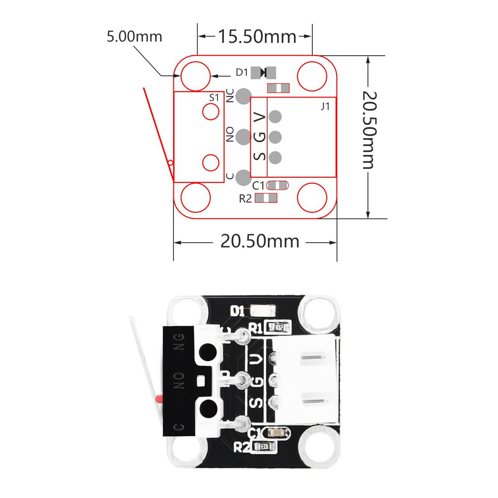 Aibecy 3D Printer Parts End Stop Limit Switch 3Pin Endstop Switch Module Plug Control with Cable for Creality CR-10