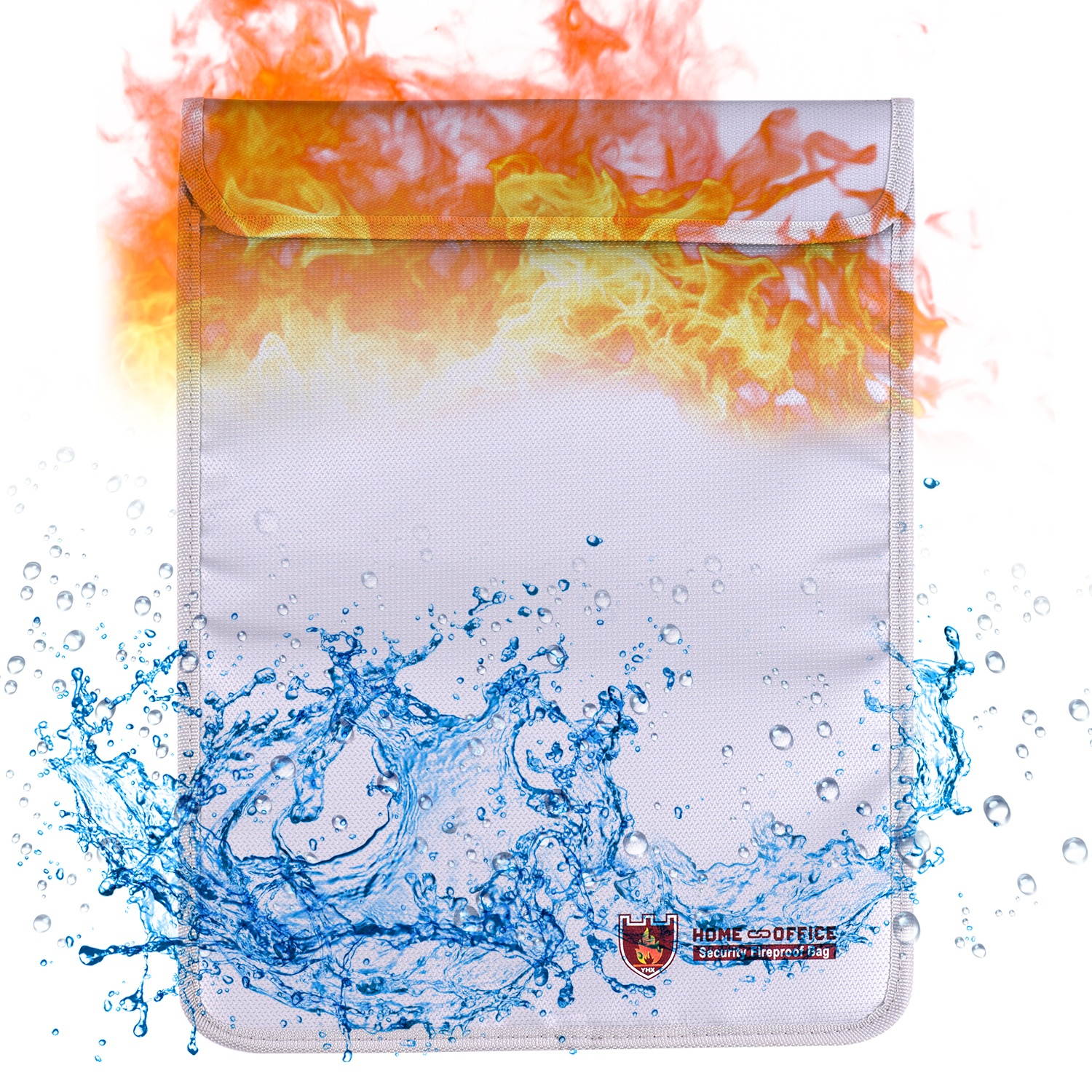 Double Zipper Fireproof Document Bag Pouch Organizer Silicone Coated Fire Water Resistant Safe Storage for Cash Documents Jewelry Passport