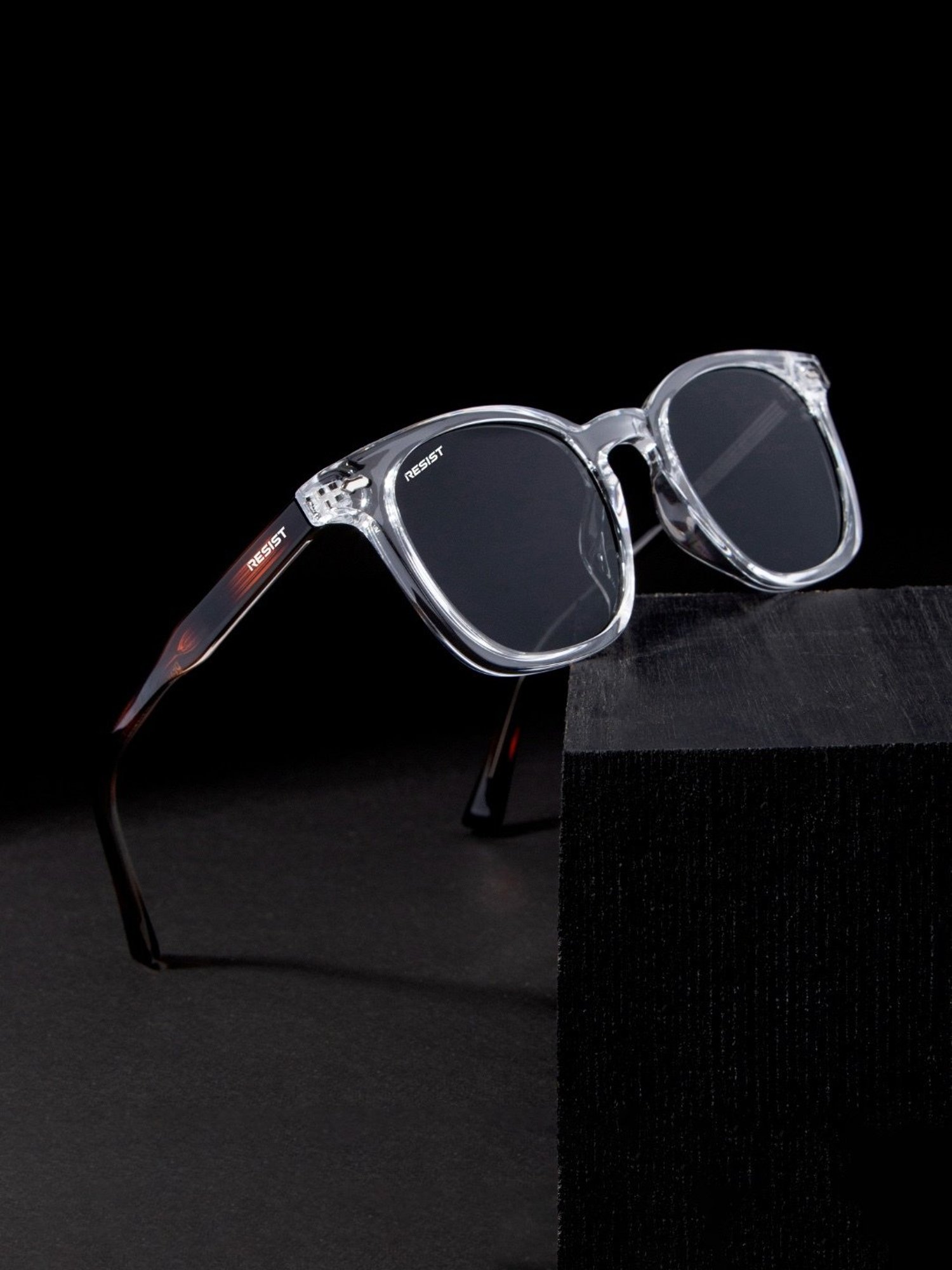 Resist Eyewear Black Wayfarer uv protected Unisex Sunglasses