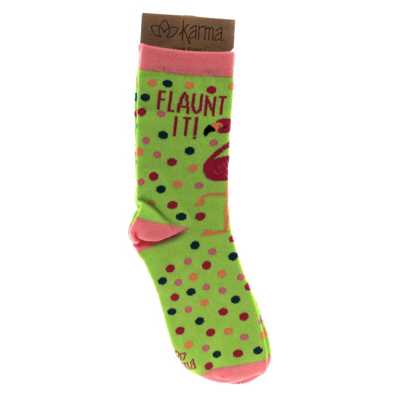 Novelty Socks 12.0" Flamingo Crew Socks Flaunt It Karma  -  Socks