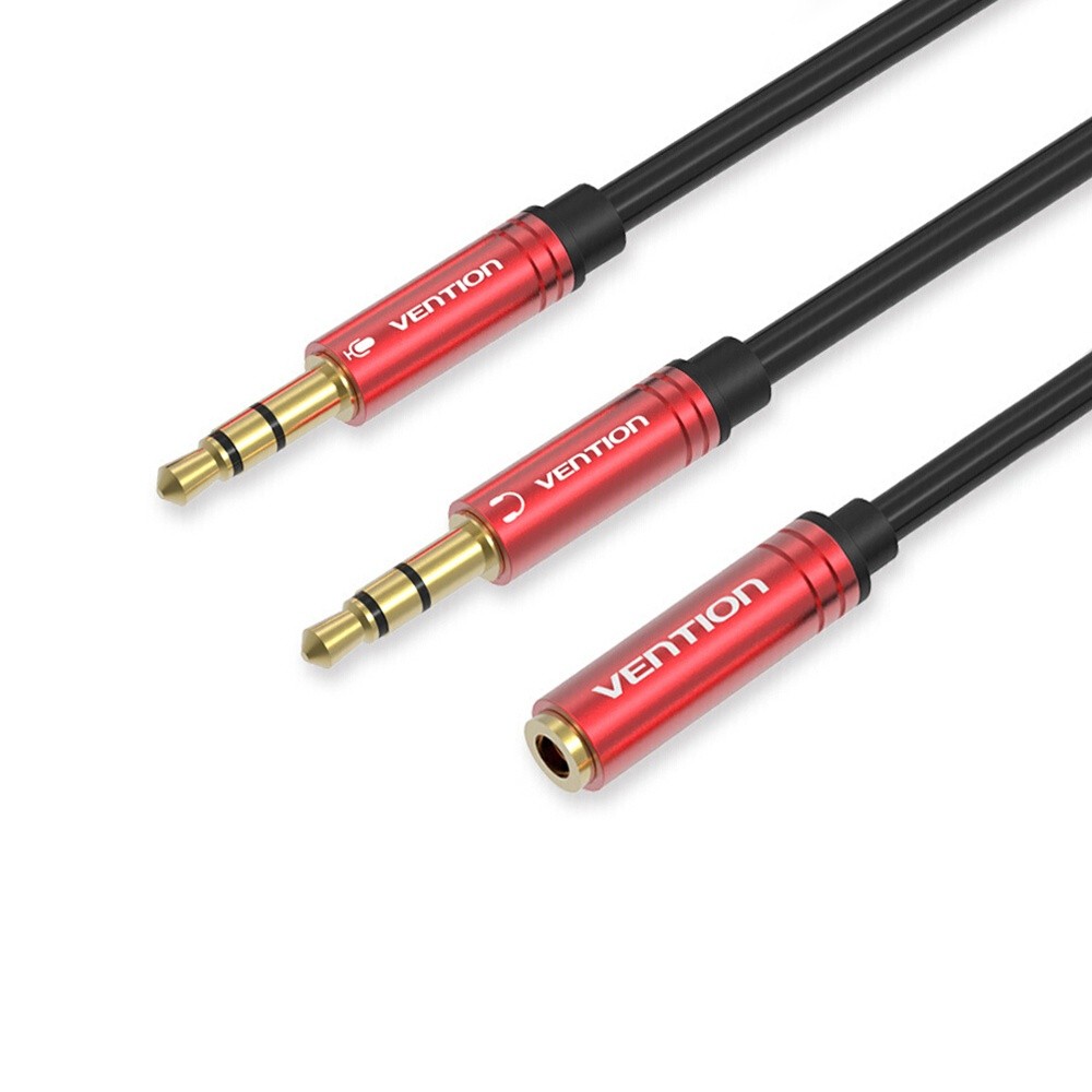 VENTION 3.5mm Audio Extension Cable 3.5 Jack AUX Female to Dual Male Earphone for Phone Headphone Speaker Tablet PC 0.3m Red