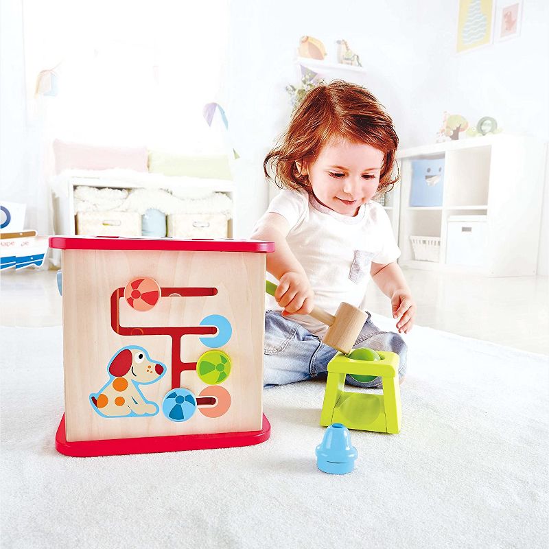 Hape E1812A Pepe & Friends 5 in 1 Friendship Educational Baby Toddler Age 12 Months and Up Wooden Activity Center Cube Puzzle Maze Toy