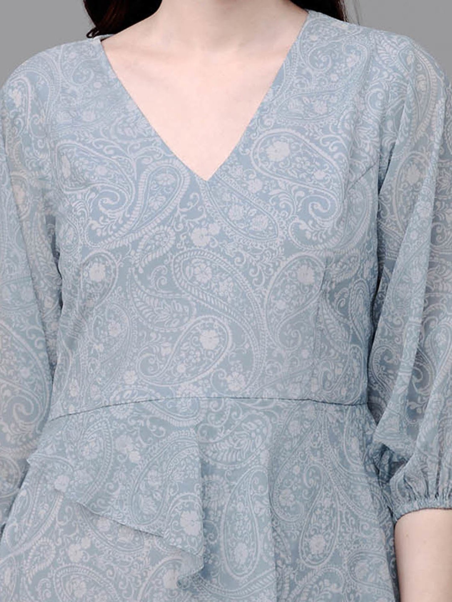 MASAKALI.CO Grey Printed A Line Dress