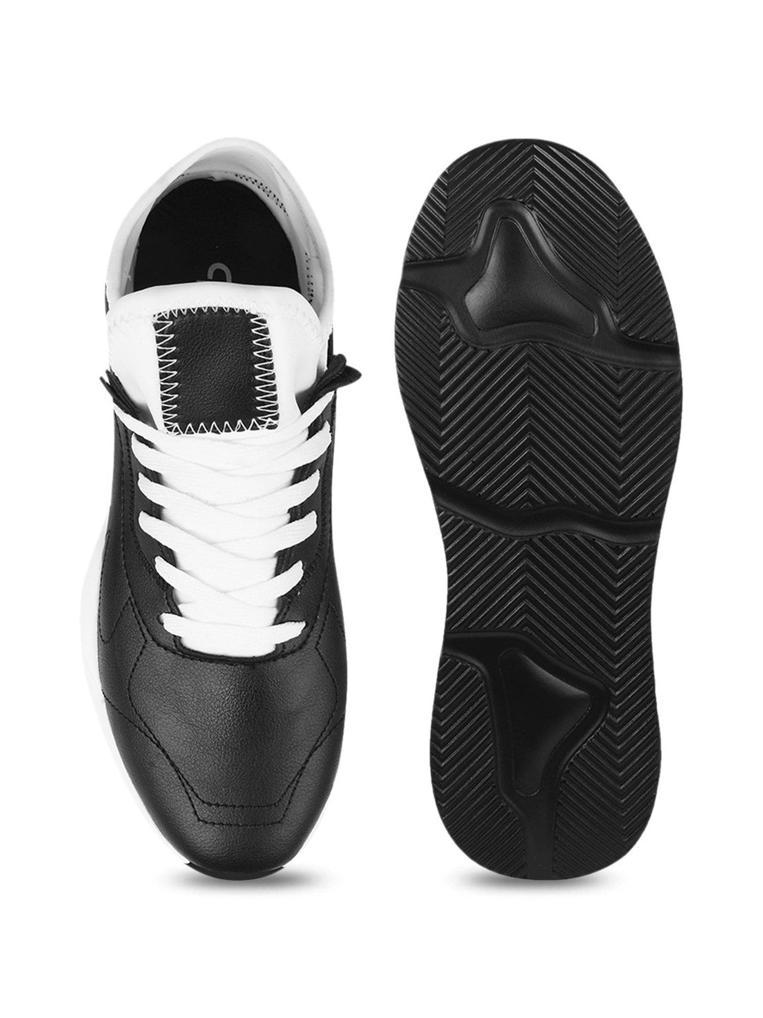 The White Pole Men's Black Casual Sneakers