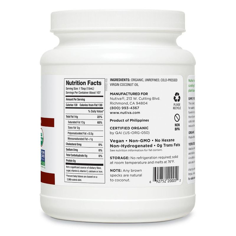 Nutiva Virgin Organic Coconut Oil - 54oz