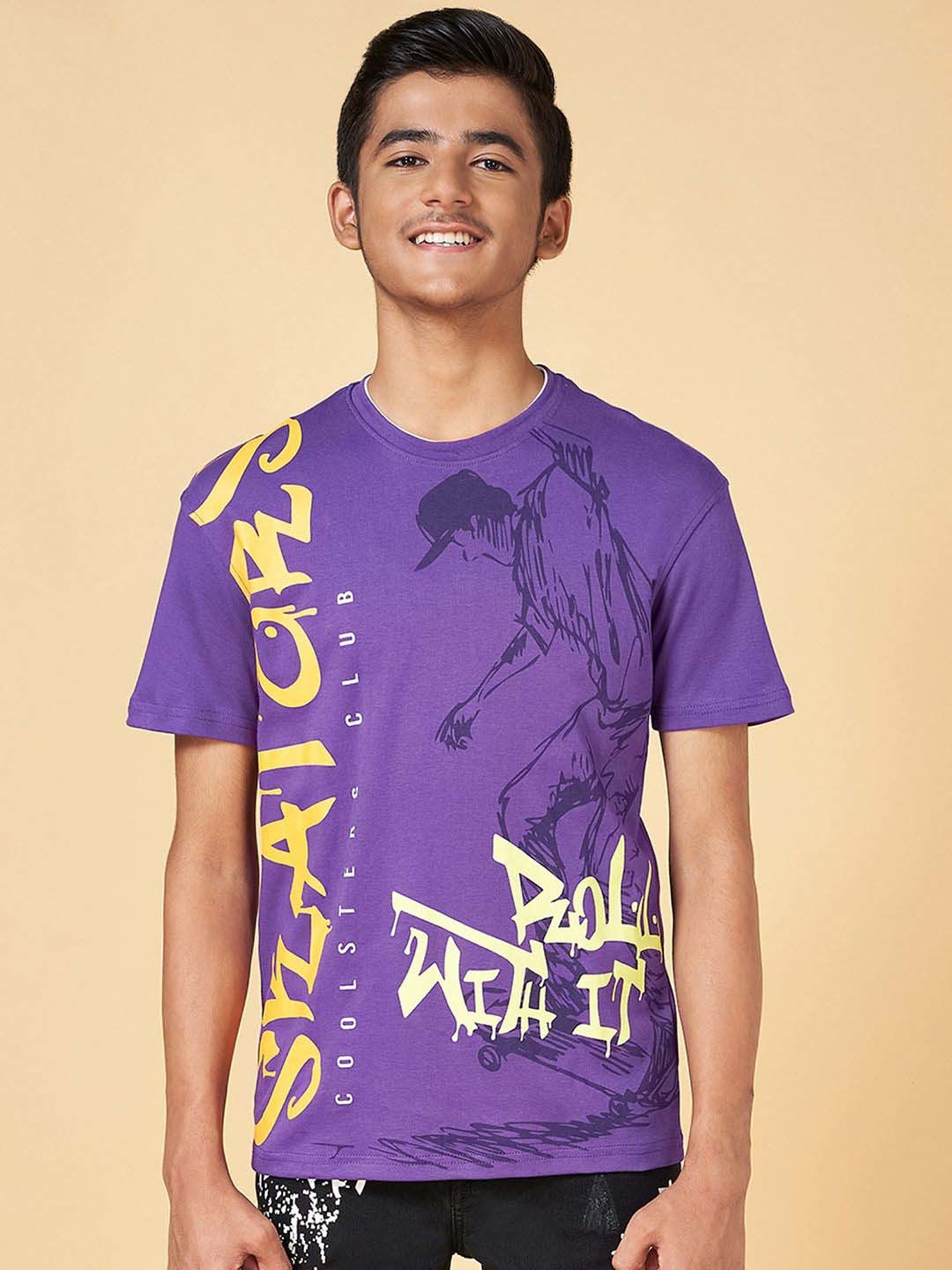 Coolsters by Pantaloons Boys Purple Cotton Printed T-Shirt