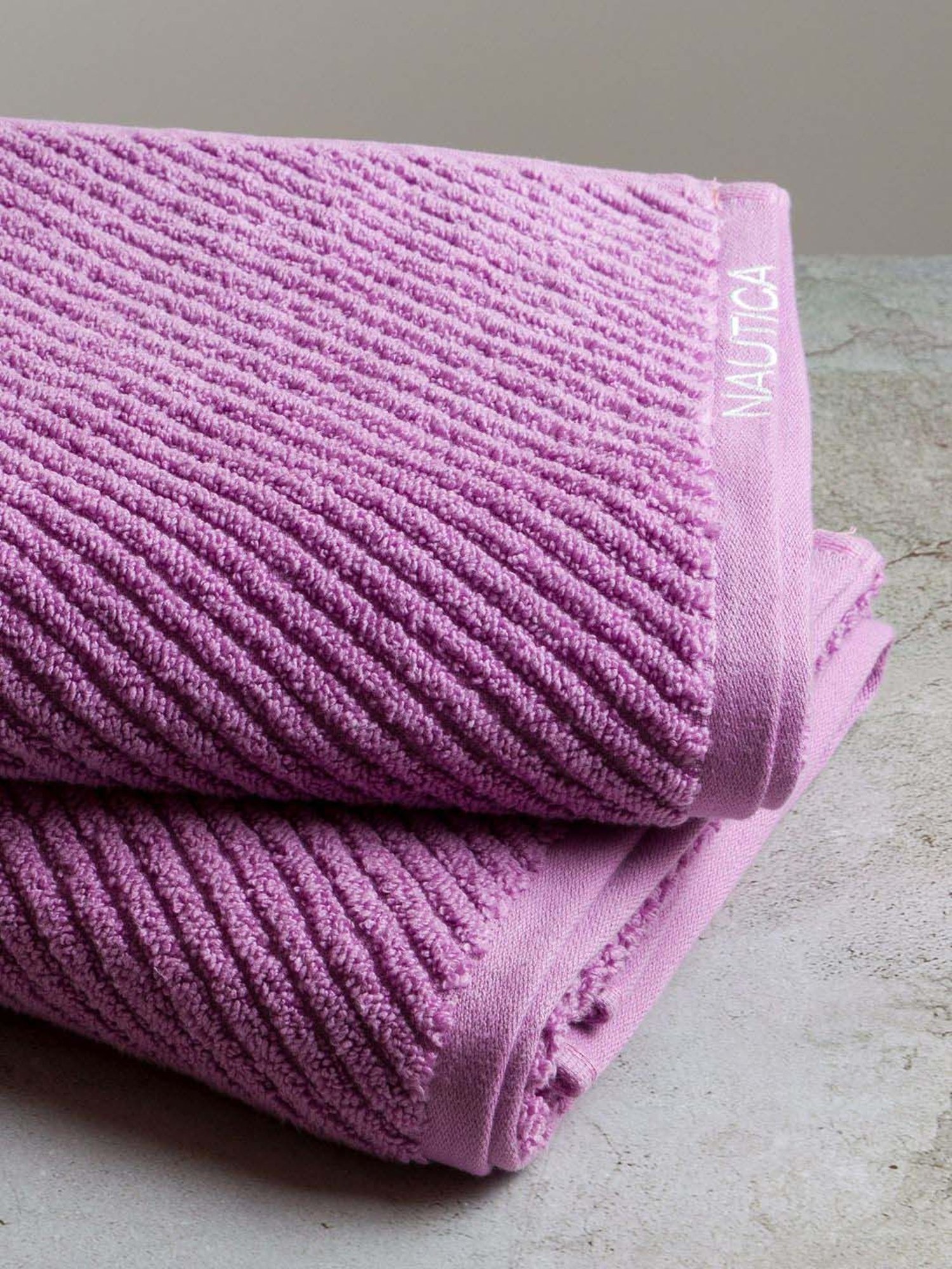 Nautica Cross View Lilac Cotton 600 GSM Fluffy Zero Twist Bath Towel - Set of 2