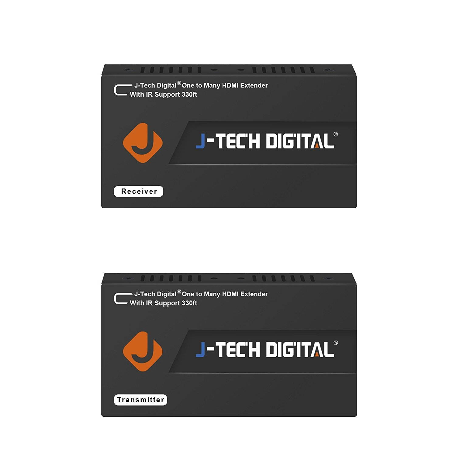 J-Tech Digital HDMI Extender Over Single Cat5e/6 Ethernet Cable with IR Up To 330 Feet 100m Supports 1080P HDCP One To Many Connecction (Receiver+Transmitter)