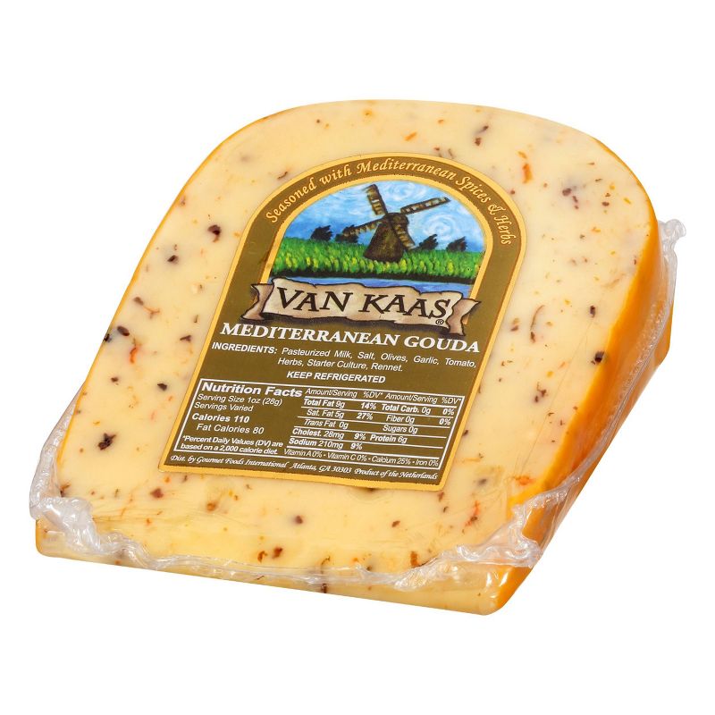 Van Kaas Mediterranean Gouda Cheese Wedge - 7oz