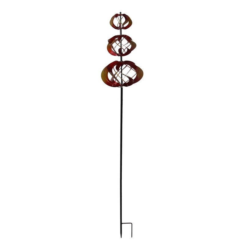Transpac 50" Retro Triple Spiral Wind Spinner Garden Stake - Yellow/Red