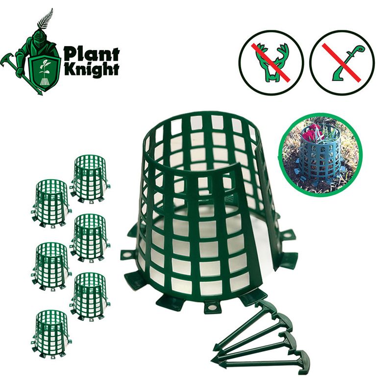 Plant Knight Tree Trunk Guard Protector with 6 Inch Plastic Expandable Wrap Fence Cage Ventilation and Clip for Garden Protection, 6 Pack (Green)