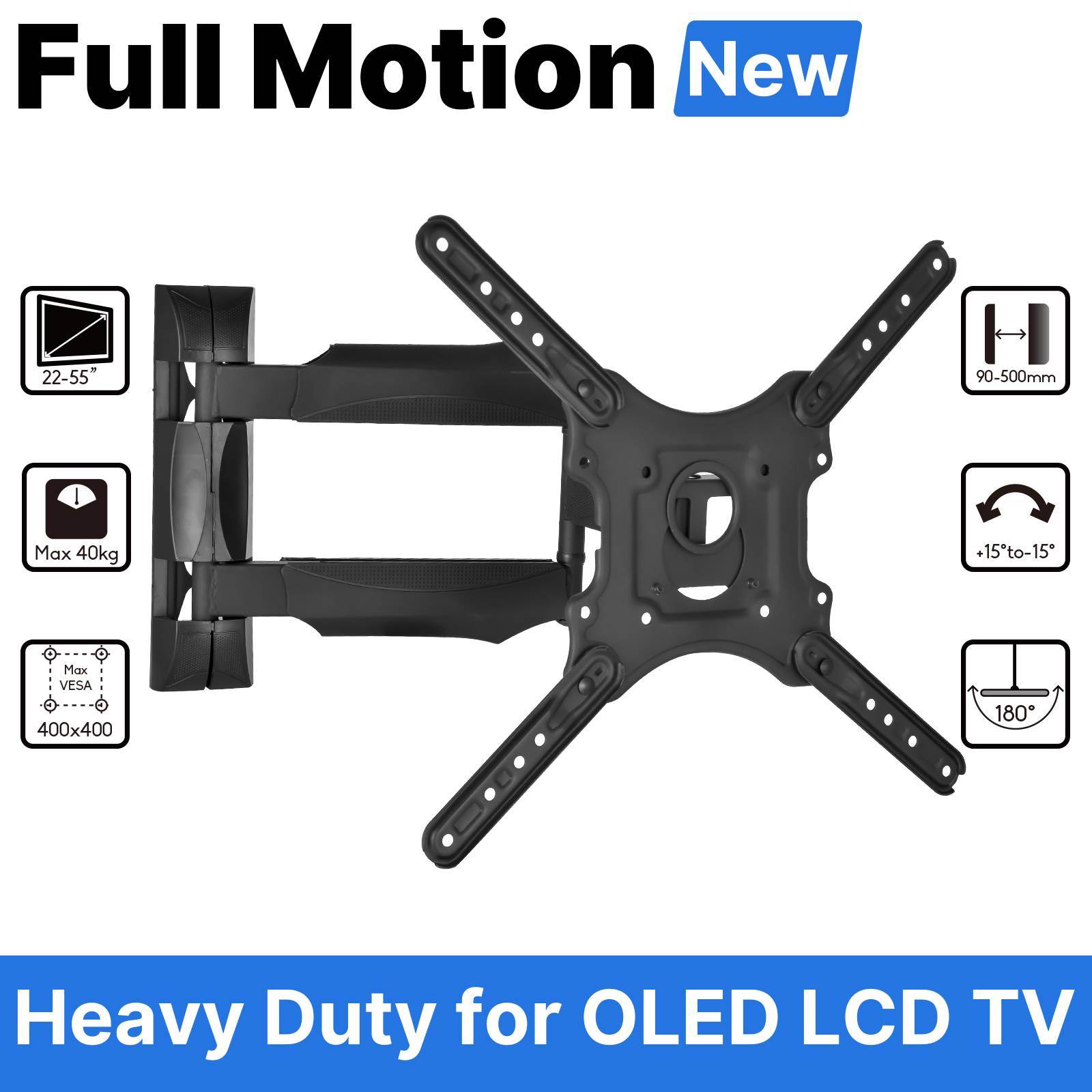 Longham Wall Mount Bracket Universal Table Desk Pedestal TV Stand Screen Monitor Riser for LCD LED 32"-55"