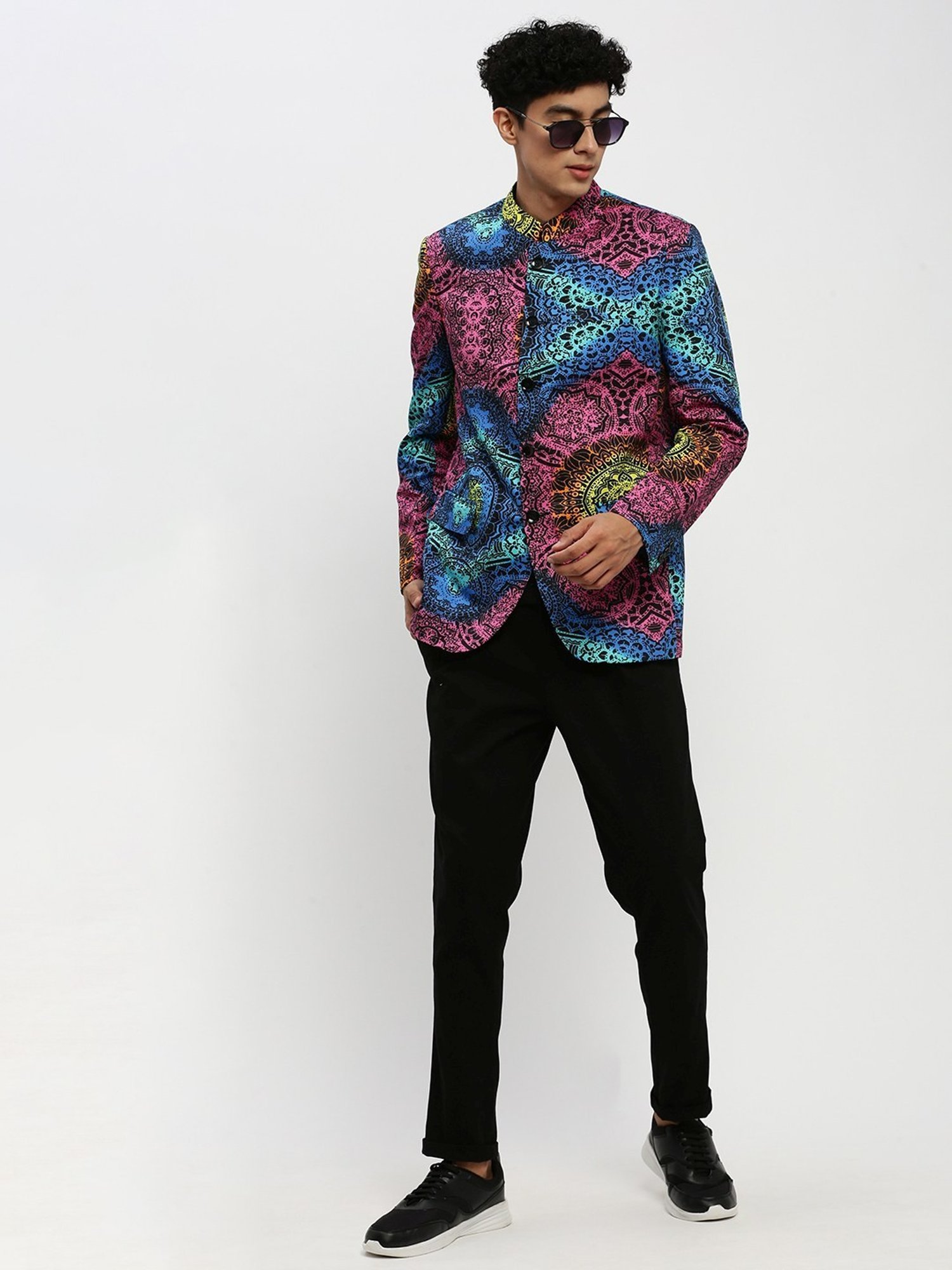SHOWOFF Multicoloured Slim Fit Printed Blazer