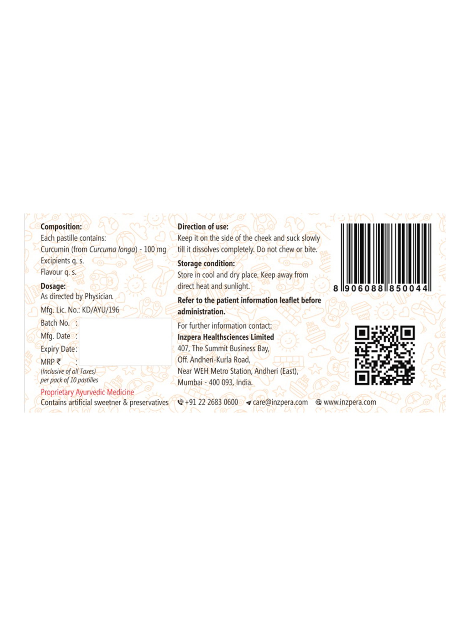 Curkey Curcumin Pastilles (Soothing Mint Flavour) - Pack of 3