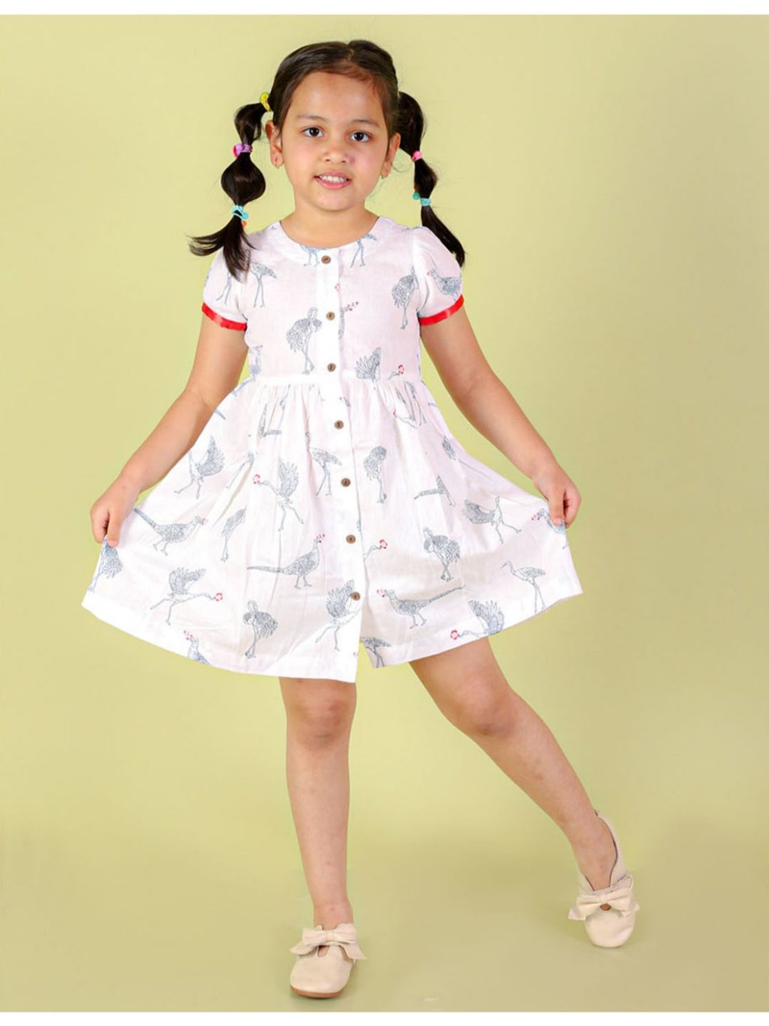 Lil Drama Kids White Printed Dress