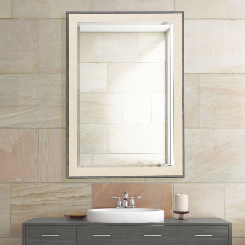 29.5" x 41.5"Textured Mat Liner Frame Mirror Gray - Head West