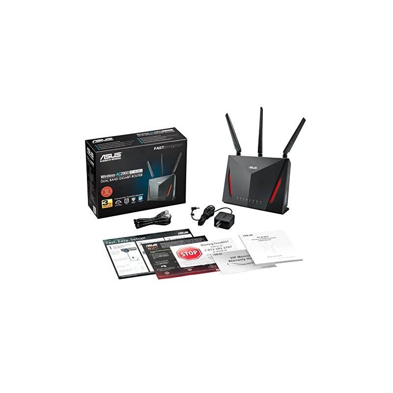 AC2900 WiFi Gaming Router (RT-AC86U) - Dual Band Gigabit Wireless Internet Router, WTFast Game Accelerator, Streaming, AiMesh Compatible, Included Lifetime Internet Security, Adaptive QoS