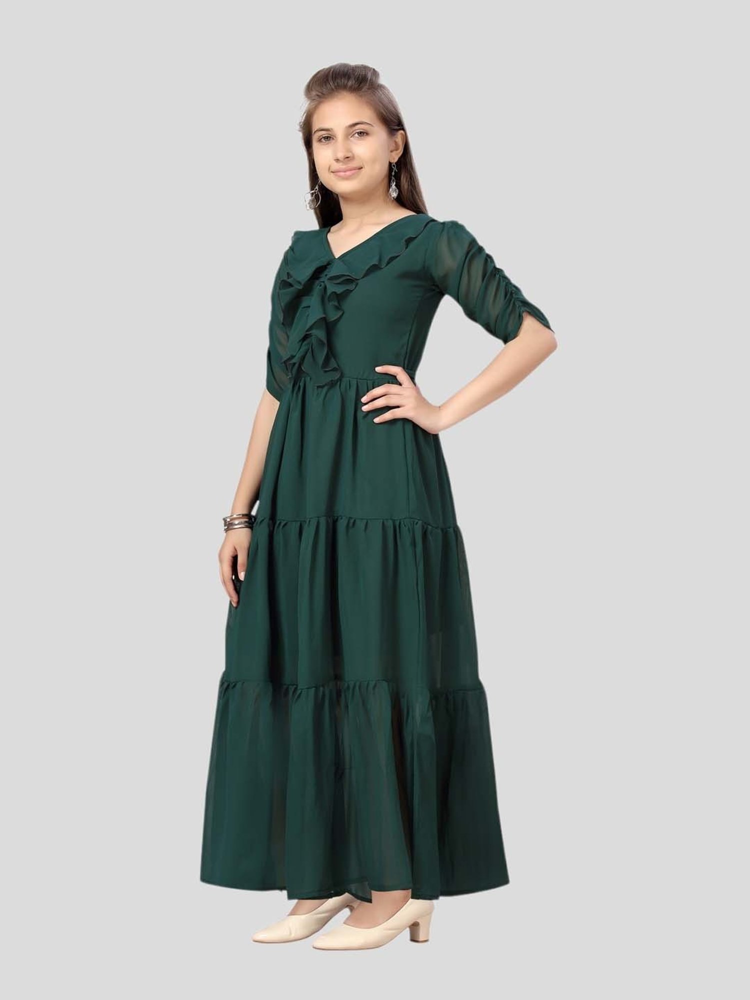 Aarika Kids Green Flared Fit Gown