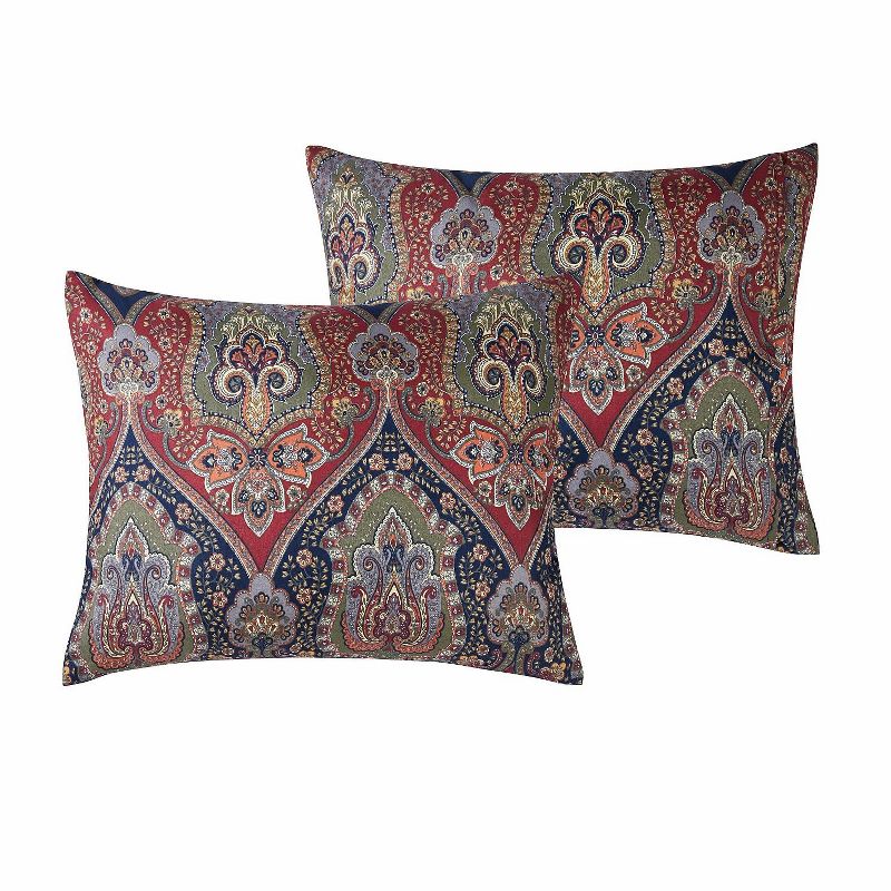 VCNY Home Dion Burgundy/Navy Damask Bed-in-a-Bag Comforter Set - Burgundy/Navy 8 Piece King Comforter Set