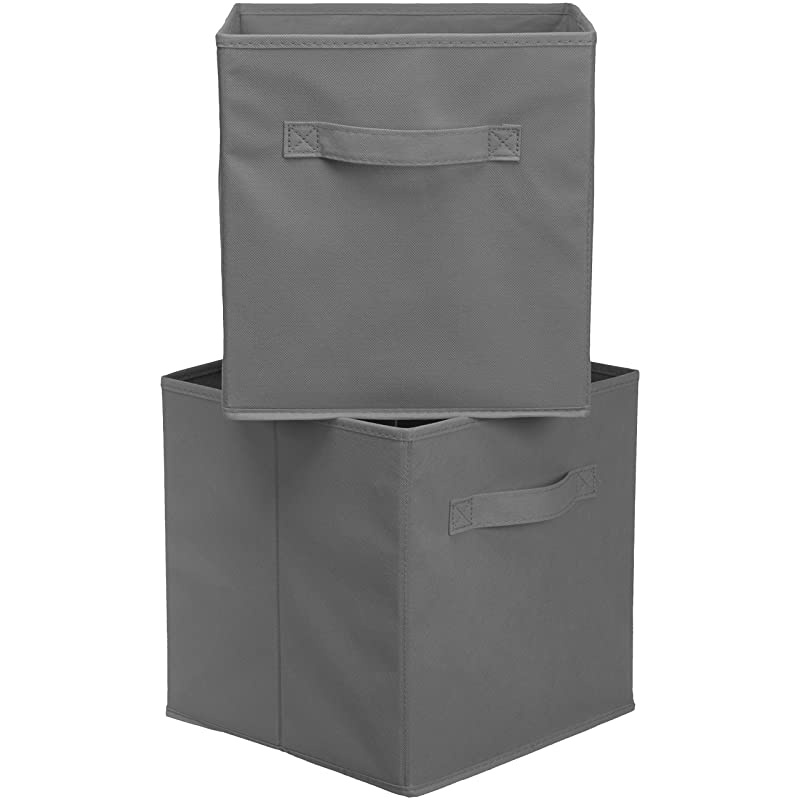 Basics Collapsible Fabric Storage Cubes Organizer with Handles, Gray - Pack of 6
